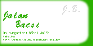 jolan bacsi business card